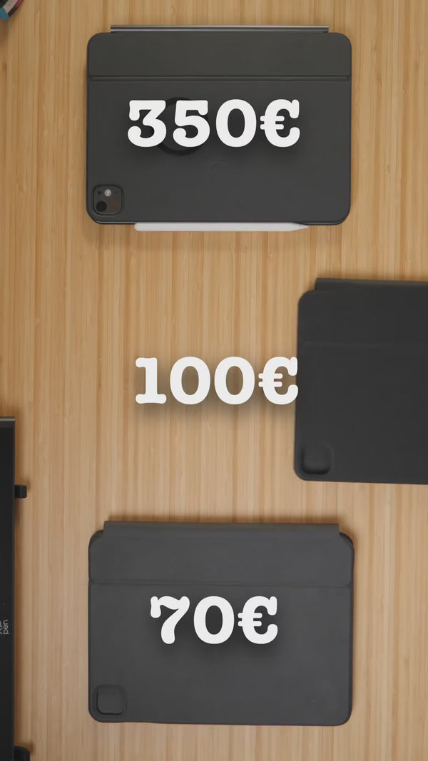 CHESONA Cloud Digital black iPad keyboard case demonstrated with adjustable viewing angles, keyboard controls, and everyday productivity features.