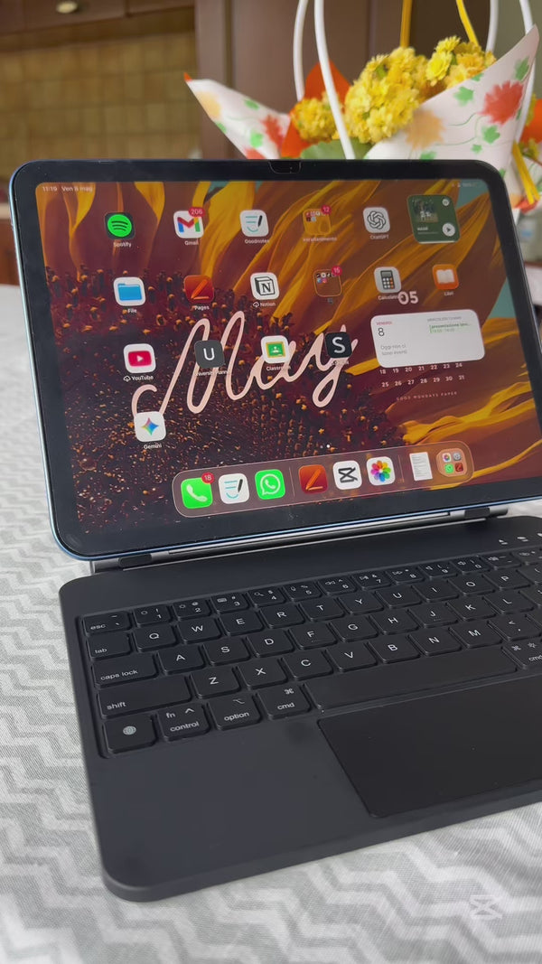 Martina uses a CHESONA Cloud 1 iPad keyboard case to edit a video and type a document, then shows the case closed.